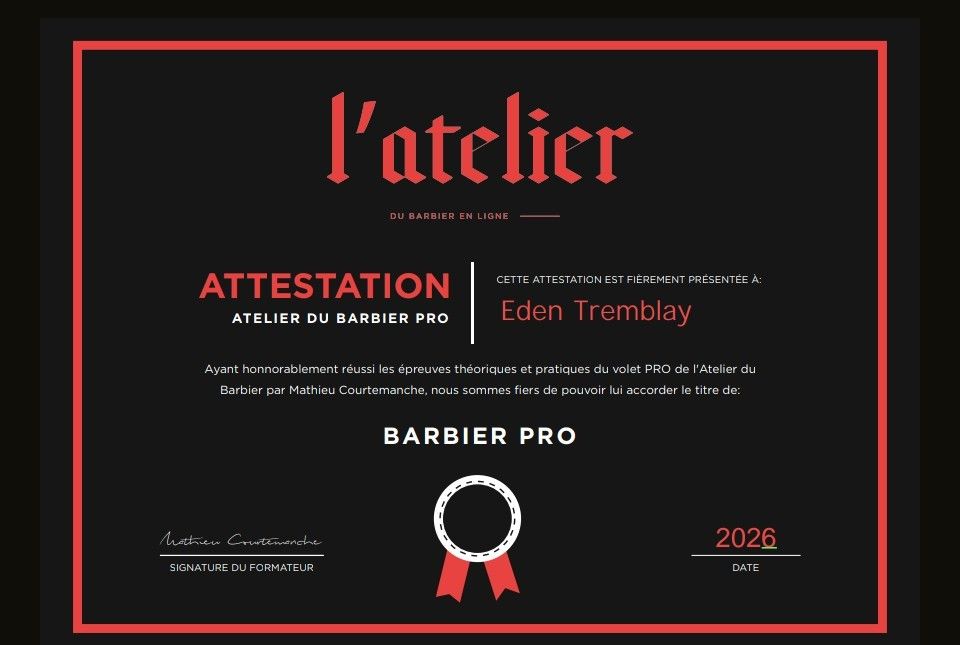 Certification Barbier Pro
